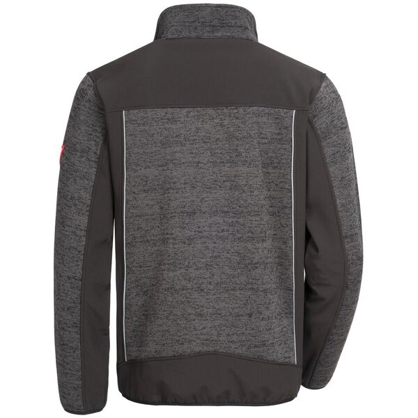 MOTION TEX PLUS Strick-Softshelljacke grau/dunkelgrau, Rücken.