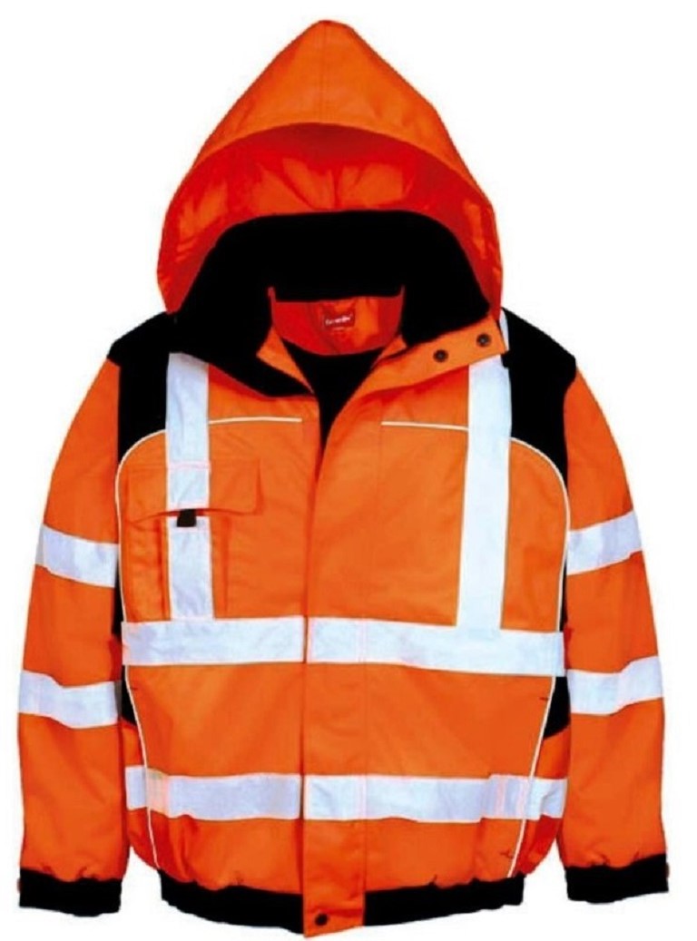 Wasserdichte Warnschutzjacke orange/schwarz