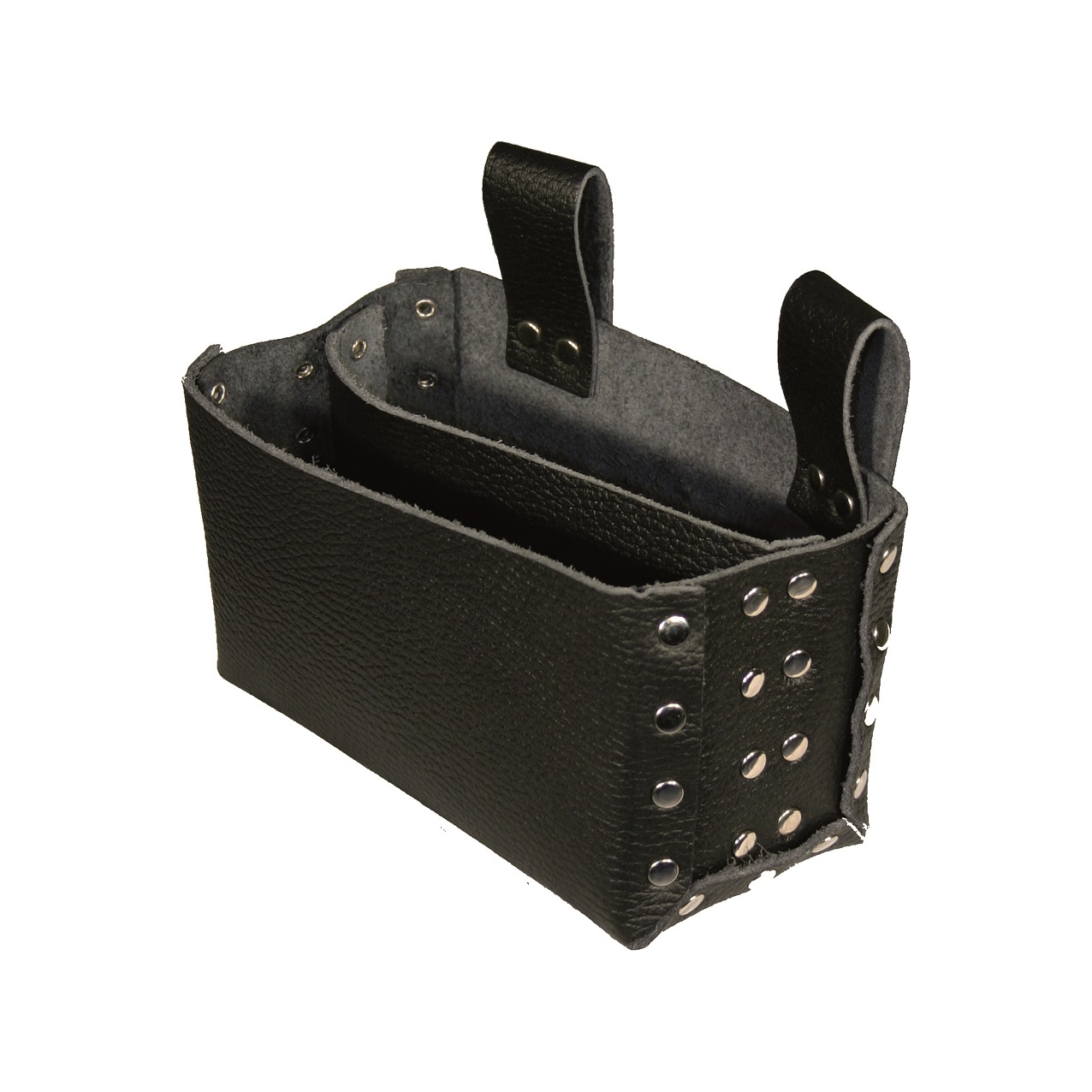 Nageltasche doppelt, mit Nieten montiert.