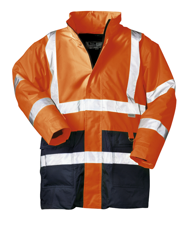 Günstiger atmungsaktiver Warnschutz Parka mit auswechsekbarem Futter