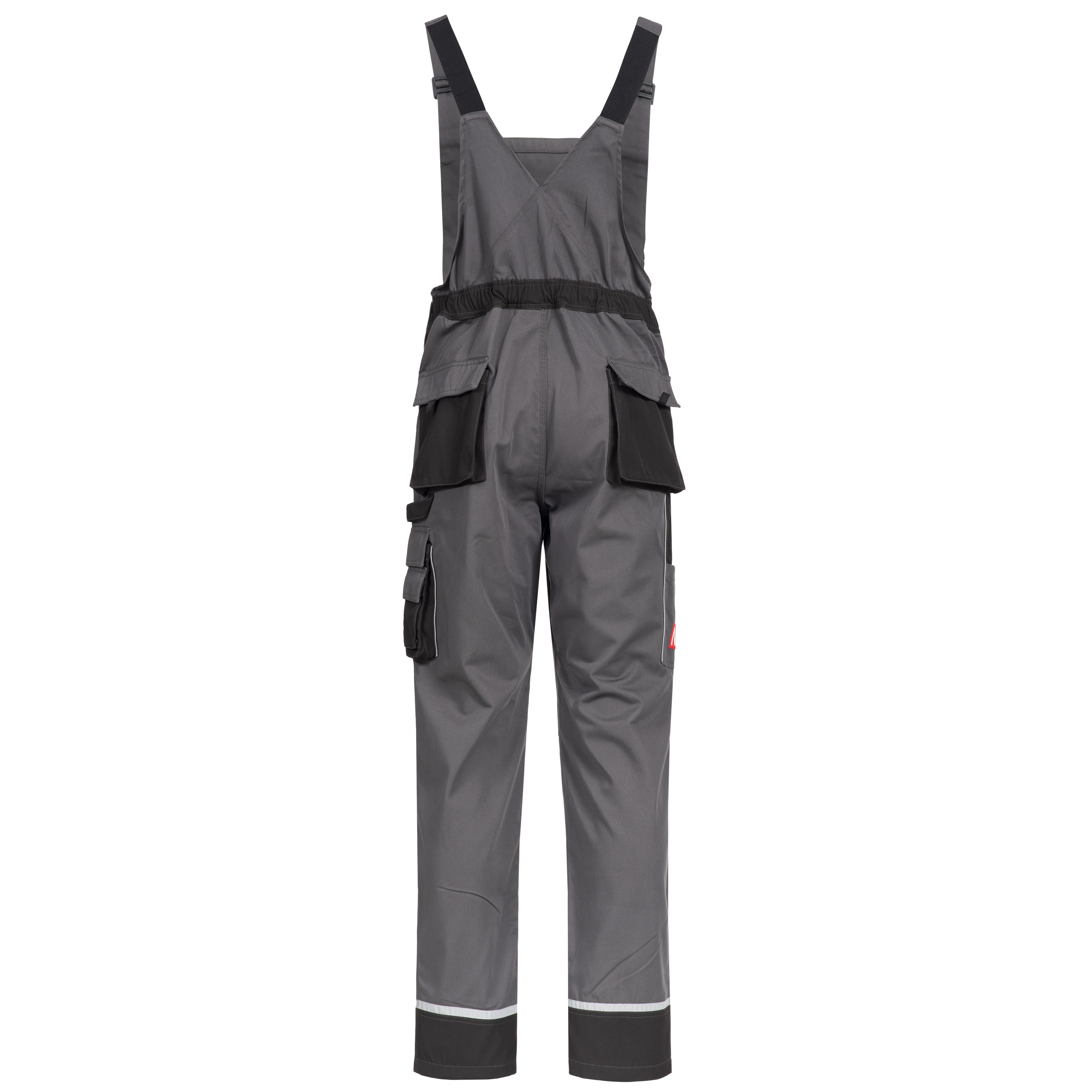 MOTION TEX PLUS Latzhose, grau/schwarz, Rückseite.