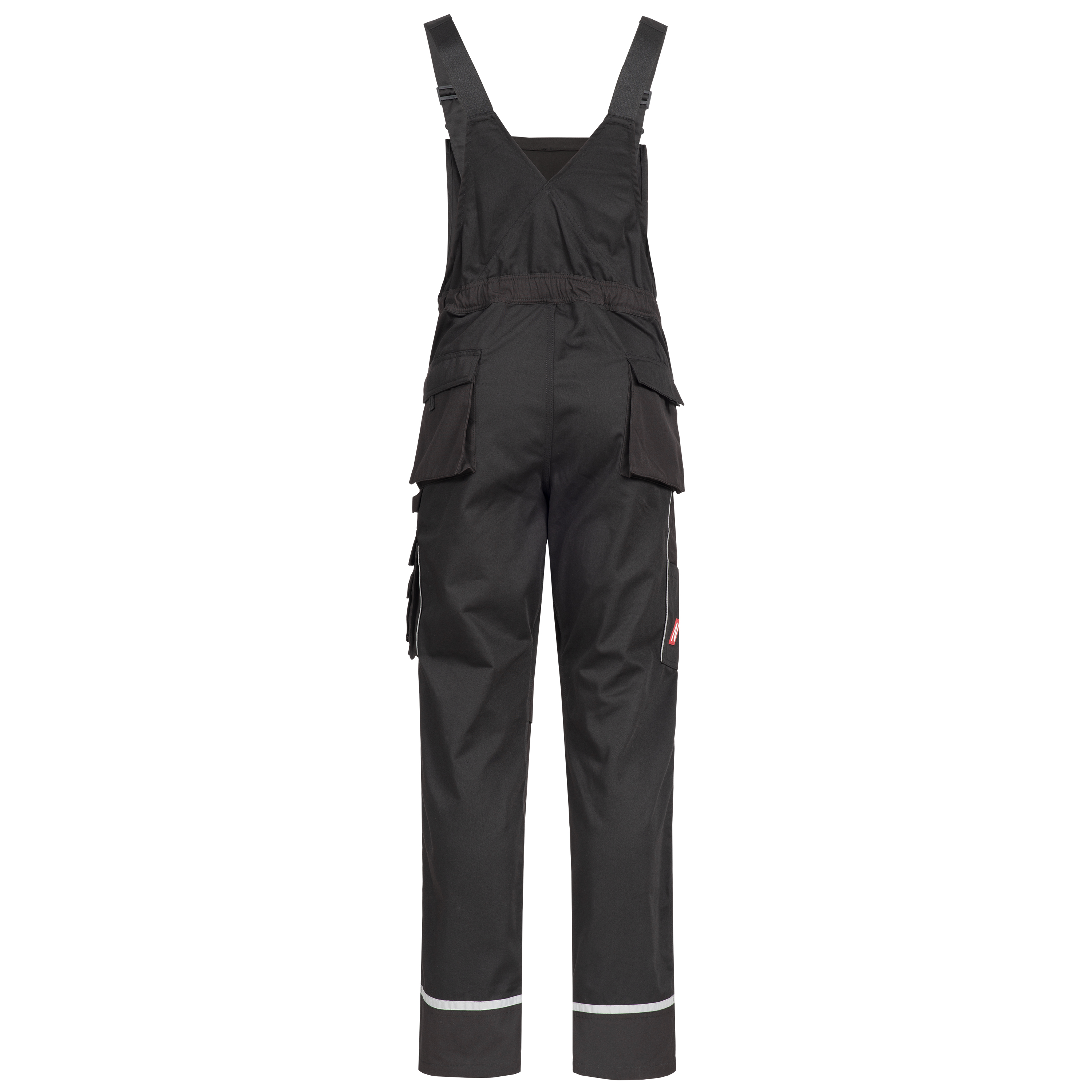 MOTION TEX PLUS Latzhose, schwarz, Rückseite.