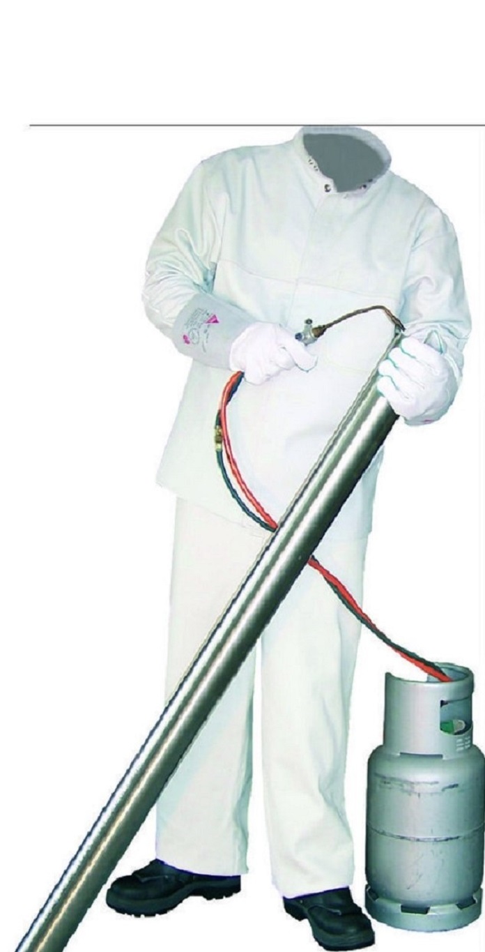 509200 Schweißerlatzhose aus Rindvollleder, Kevlarnähte.