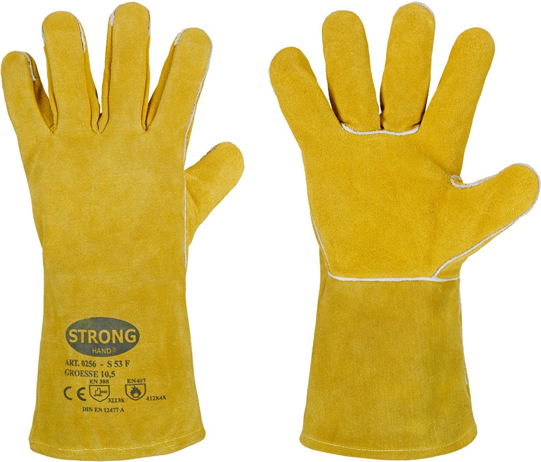 Sehr günstiger, gefütterter Schweißerhandschuh.