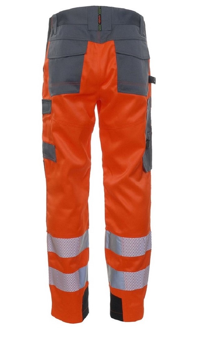Warnschutzbundhose, orange, hinten