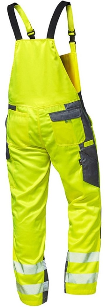 Warnschutzlatzhose COLMAR gelb/grau  hintere Ansicht