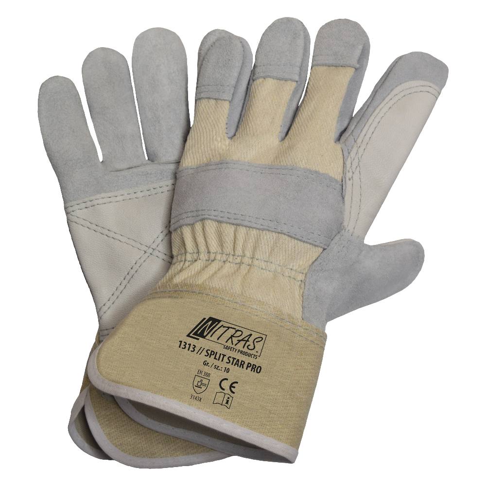NITRAS SLIT STAR PRO, Arbeitshandschuh, Volleder-Verstärkung, 