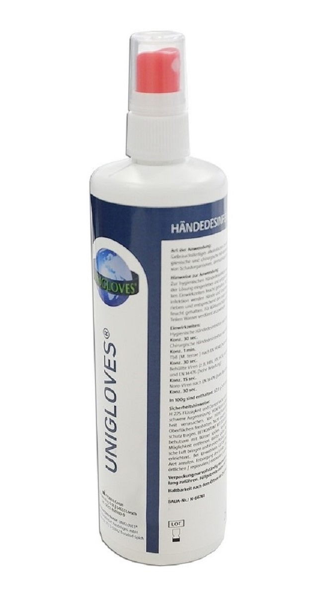 Händedesinfektion Unigloves, 250 ml Sprühflasche