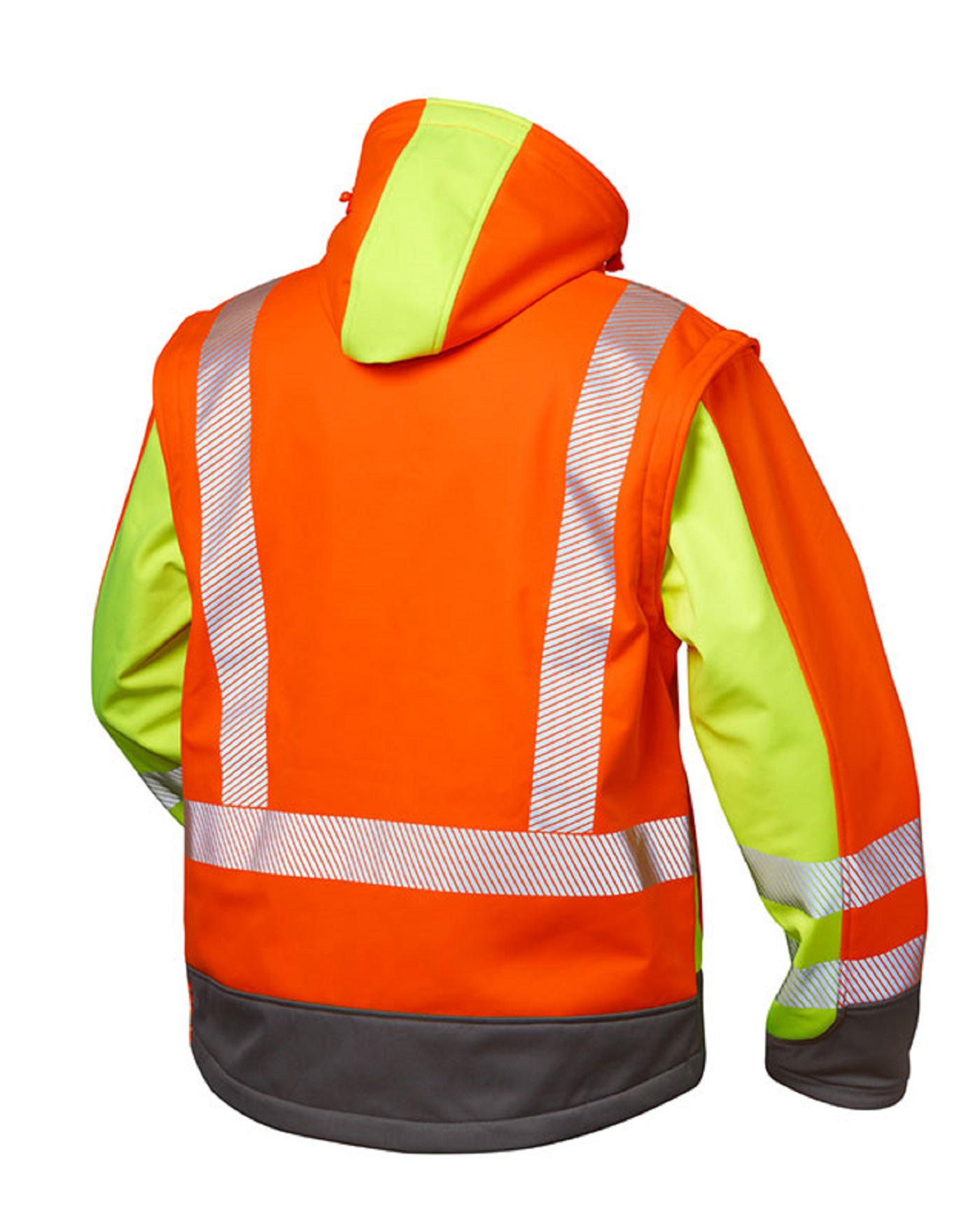 Warnschutz-Softshelljacke ATANAS, Rücken.
