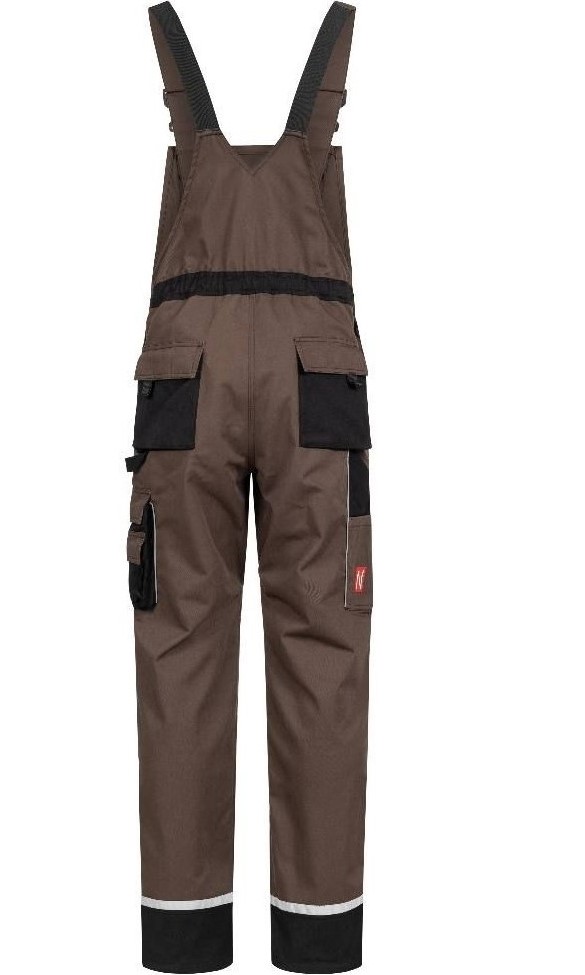 7627-hint MOTION TEX PLUS Latzhose, braun/schwarz, hinten