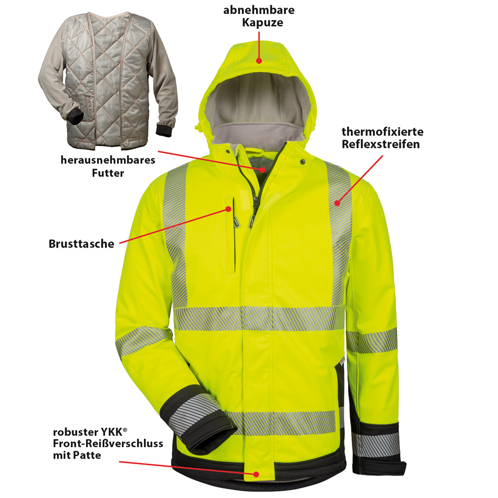 Wattierte Softshelljacke, gelb/schwarz MELVIN