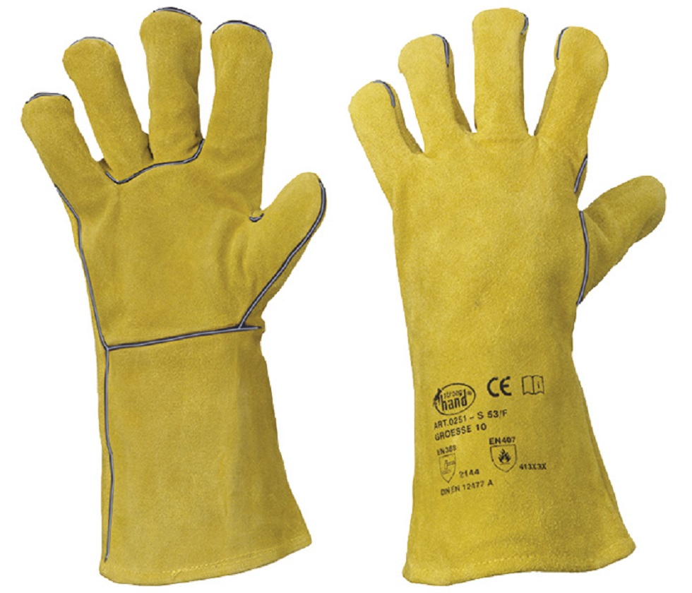 fs02 Sehr günstiger, gefütterter Schweißerhandschuh.
