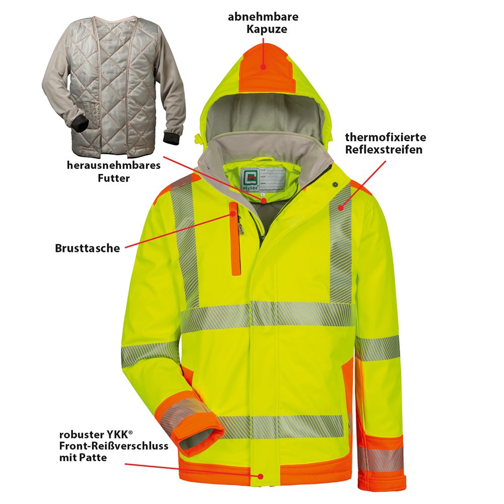 Wattierte Softshelljacke, gelb/orange, RICKMER