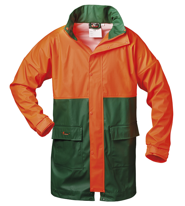 Atmungsaktive Regenjacke grün/orange PAPPEL