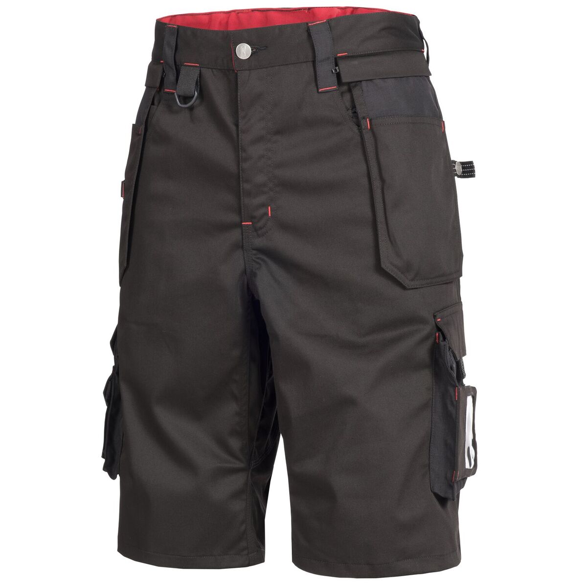 Kurze Arbeitshose MOTION TEX PRO FX, schwarz, mit Werkzeugtasche.