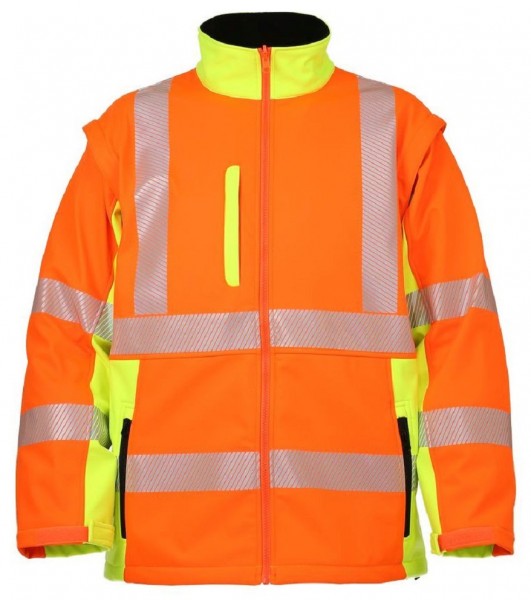 Softshell Warnschutzjacke wasserdicht und atmungsaktiv, orange/gelb